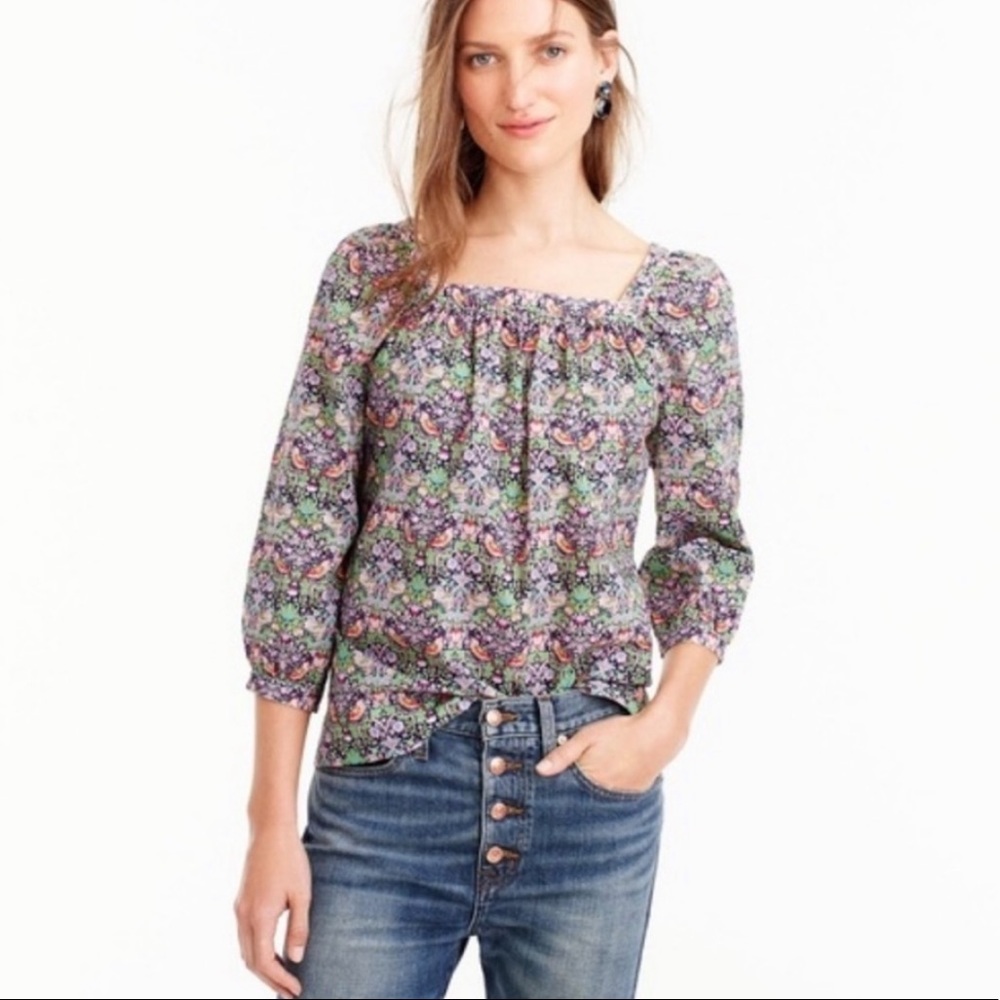 J.Crew x Liberty Strawberry Thief Penny Top Size 6